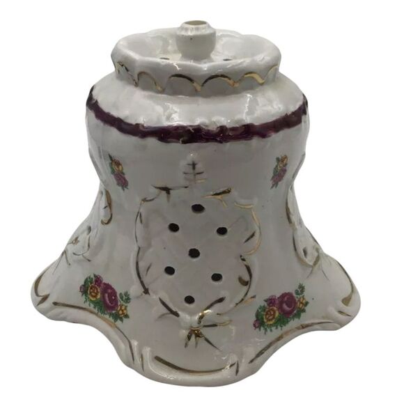 Vintage Porcelain Lampshade - Victorian Style with Roses and Gold Accents - Picture 2 of 6
